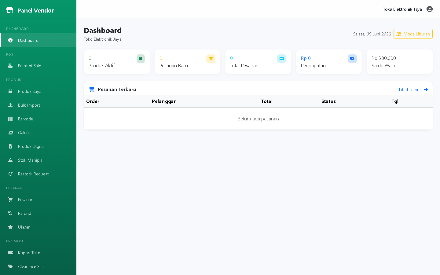 Vendor Dashboard