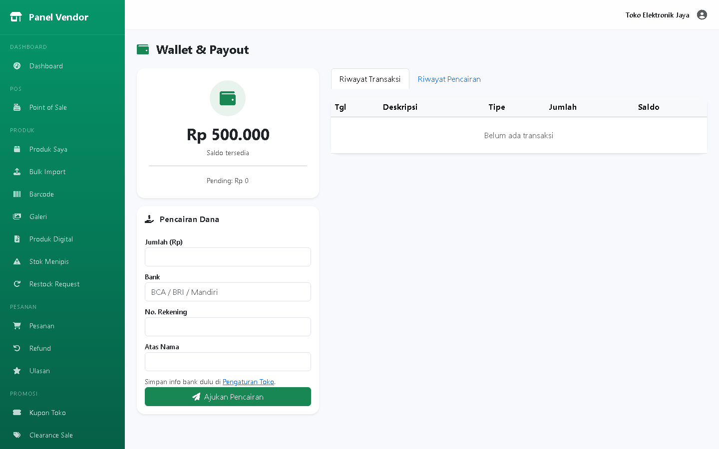 Vendor Wallet